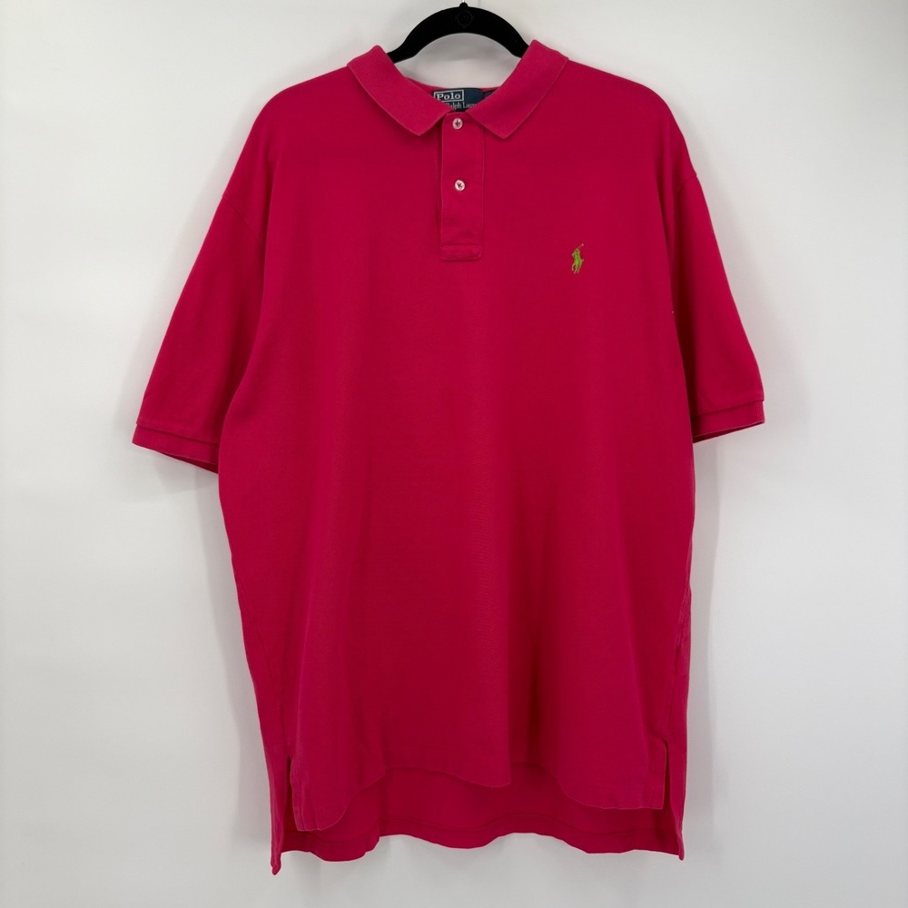 Polo Ralph Lauren Mens 2XL Shirt Pink Classic Fit Short Sleeve Collar Pony